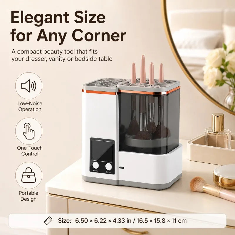 Portable Makeup Brush Cleaning Machine Automatic Washer Dryer 2 Wash Modes 2 Air Dry Modes for Beauty Brushes Home Travel Use