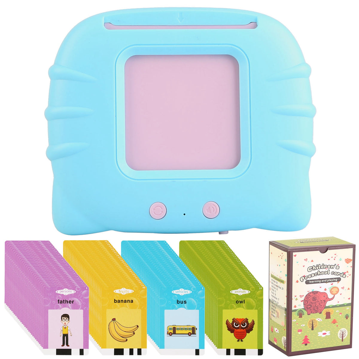Engaging 224 Word Kid Talking Cards Set - 112 Double-Sided Electronic Flashcards for Toddler Learning - Fun Animal Shapes & Colors for Ages 1-5