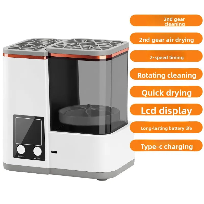 Portable Makeup Brush Cleaning Machine Automatic Washer Dryer 2 Wash Modes 2 Air Dry Modes for Beauty Brushes Home Travel Use