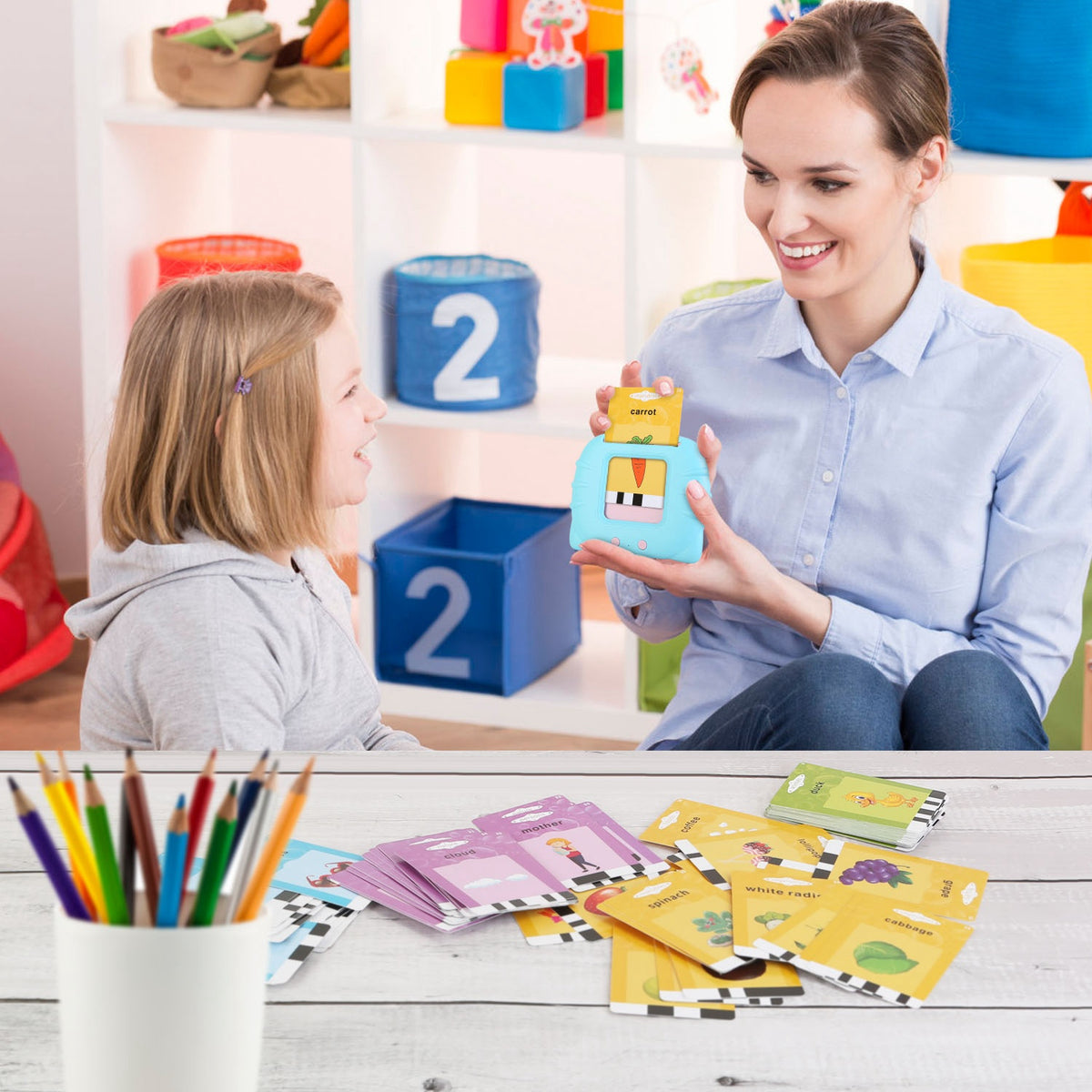 Engaging 224 Word Kid Talking Cards Set - 112 Double-Sided Electronic Flashcards for Toddler Learning - Fun Animal Shapes & Colors for Ages 1-5
