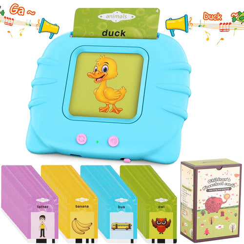 Engaging 224 Word Kid Talking Cards Set - 112 Double-Sided Electronic Flashcards for Toddler Learning - Fun Animal Shapes & Colors for Ages 1-5